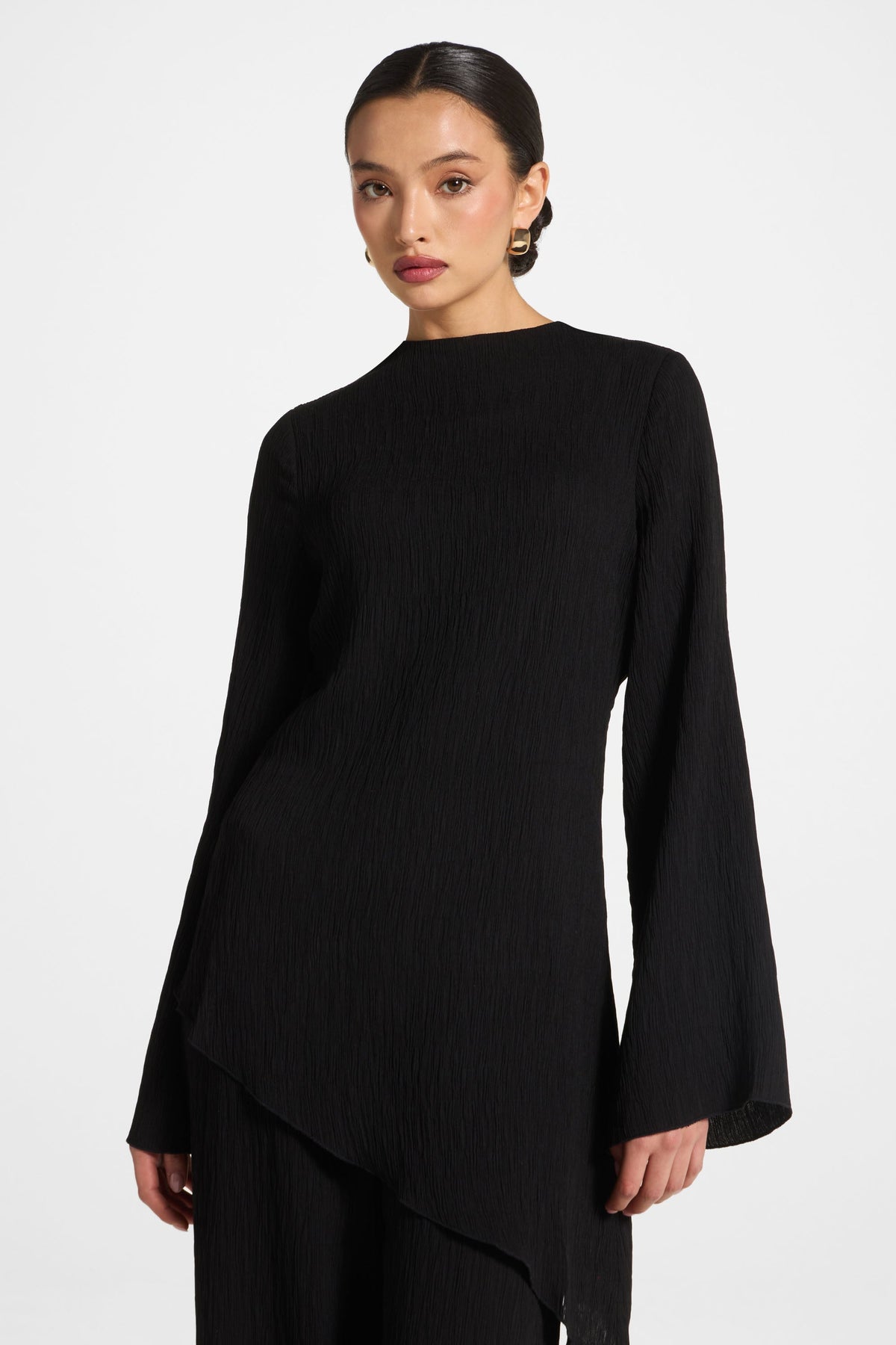 Asymmetric Textured Top - Black