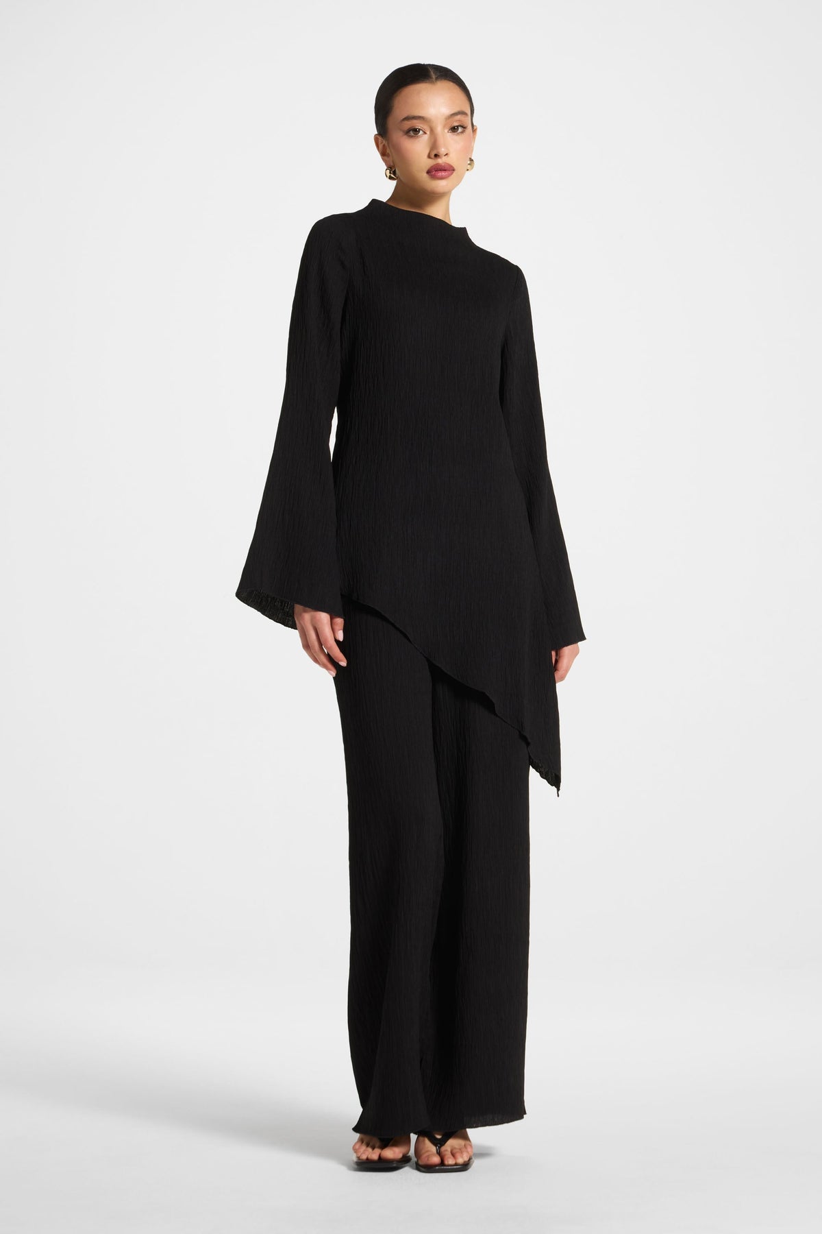 Asymmetric Textured Top - Black