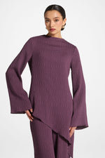 Asymmetric Textured Top - Plum