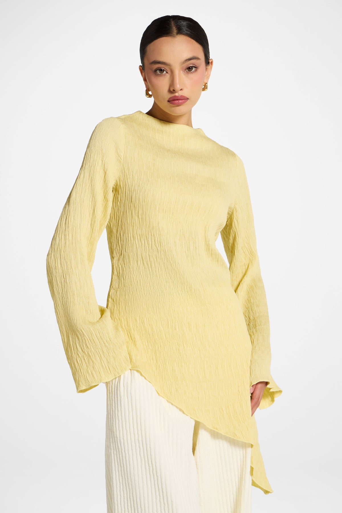 Asymmetric Textured Top - Pomelo