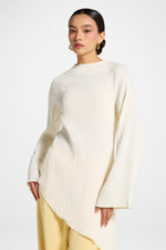 Asymmetric Textured Top - White