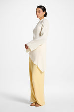 Asymmetric Textured Top - White