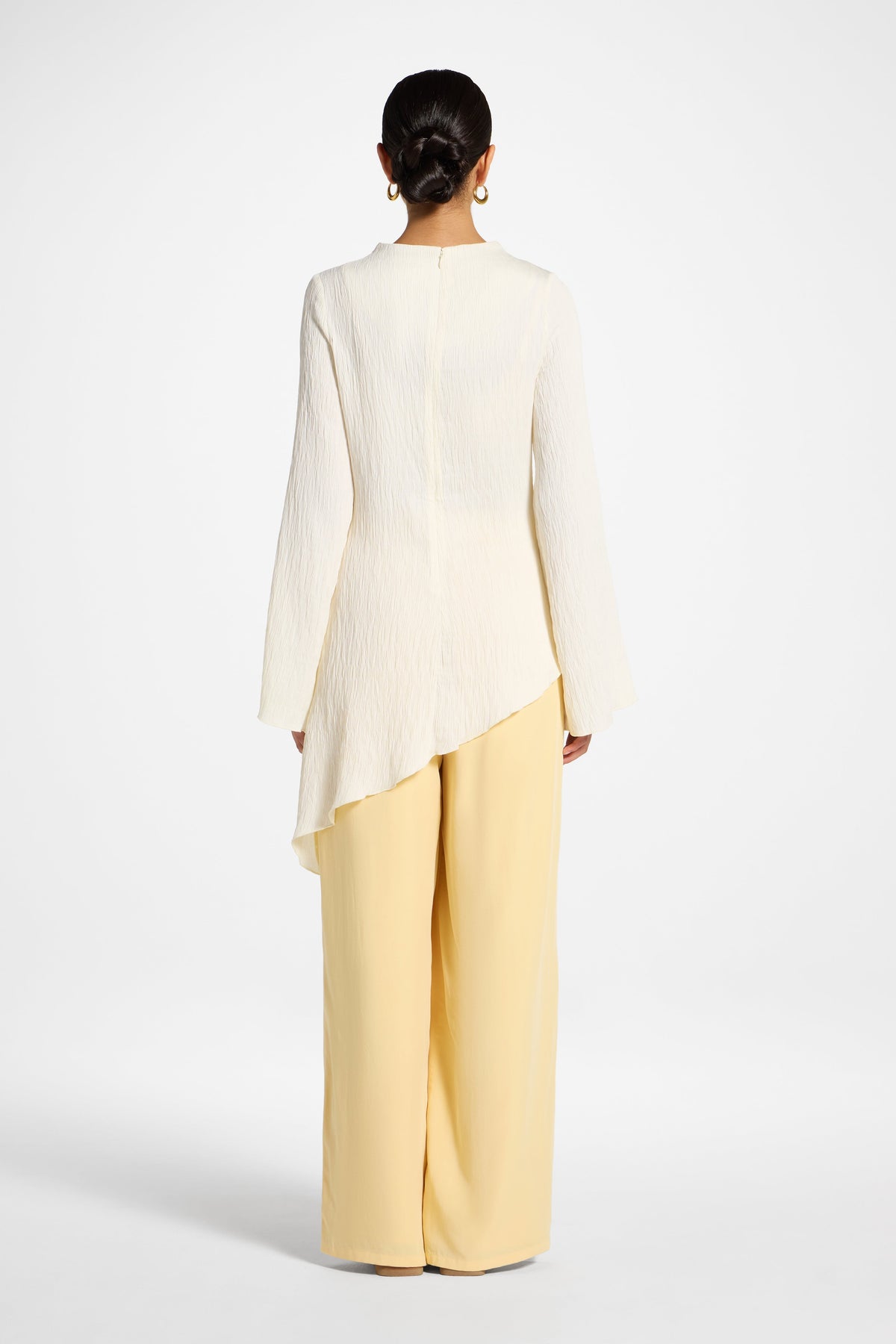 Asymmetric Textured Top - White