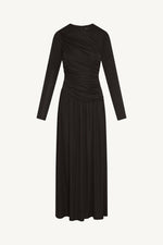Asymmetrical Waist Rouched Maxi Dress - Chocolate