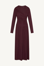 Asymmetrical Waist Rouched Maxi Dress - Fig