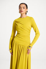 Asymmetrical Waist Rouched Maxi Dress - Mango Mint