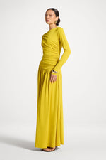 Asymmetrical Waist Rouched Maxi Dress - Mango Mint