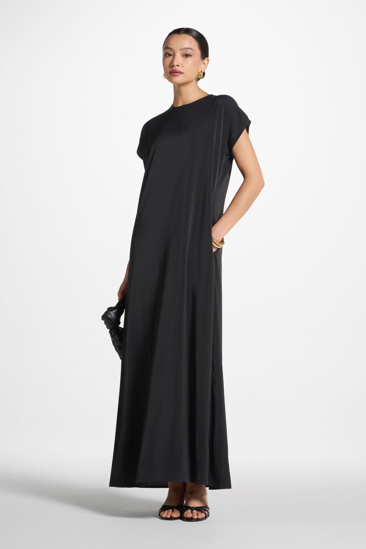 Baby Sleeve Inner Maxi Dress - Black