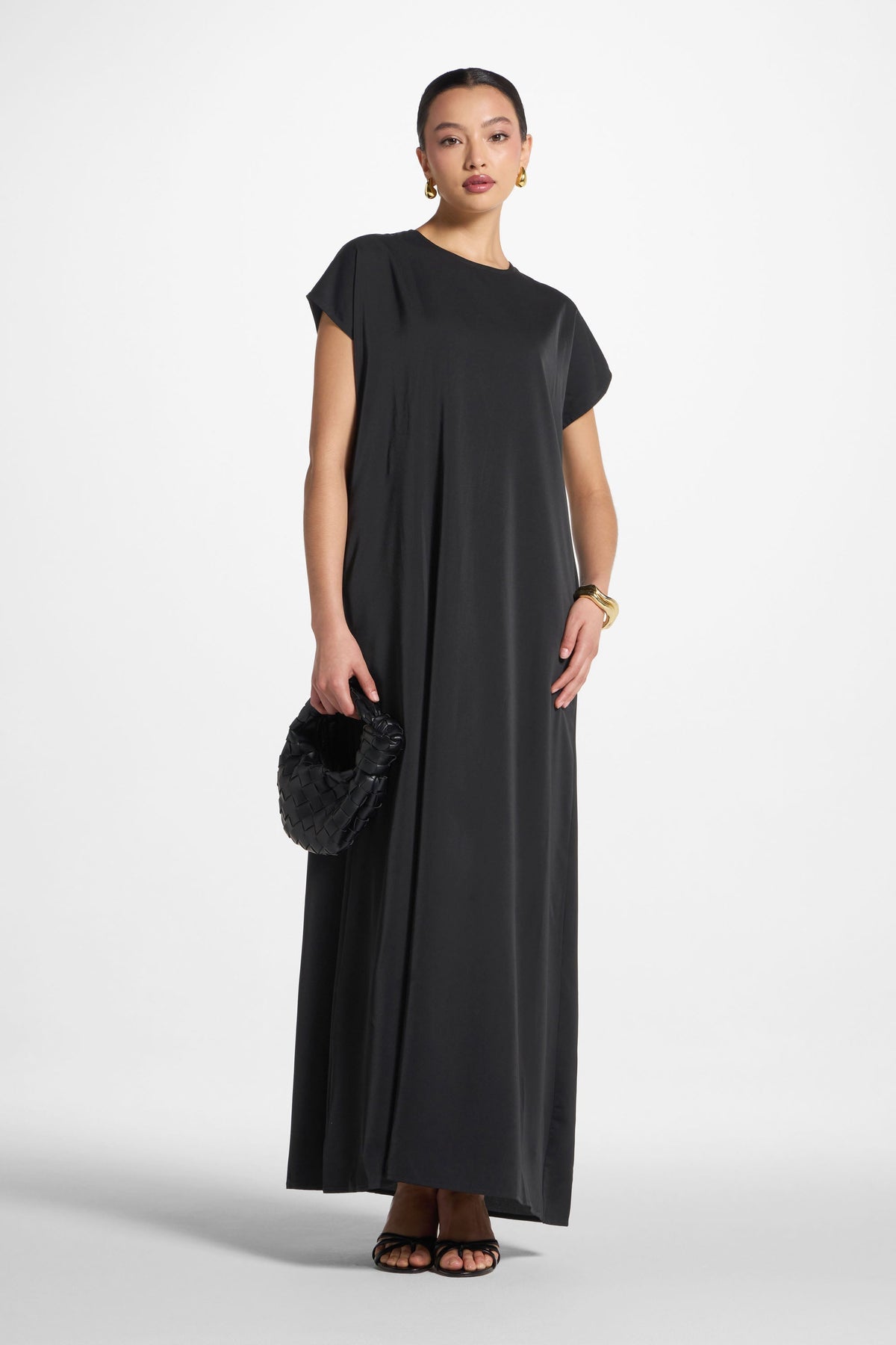 Baby Sleeve Inner Maxi Dress - Black