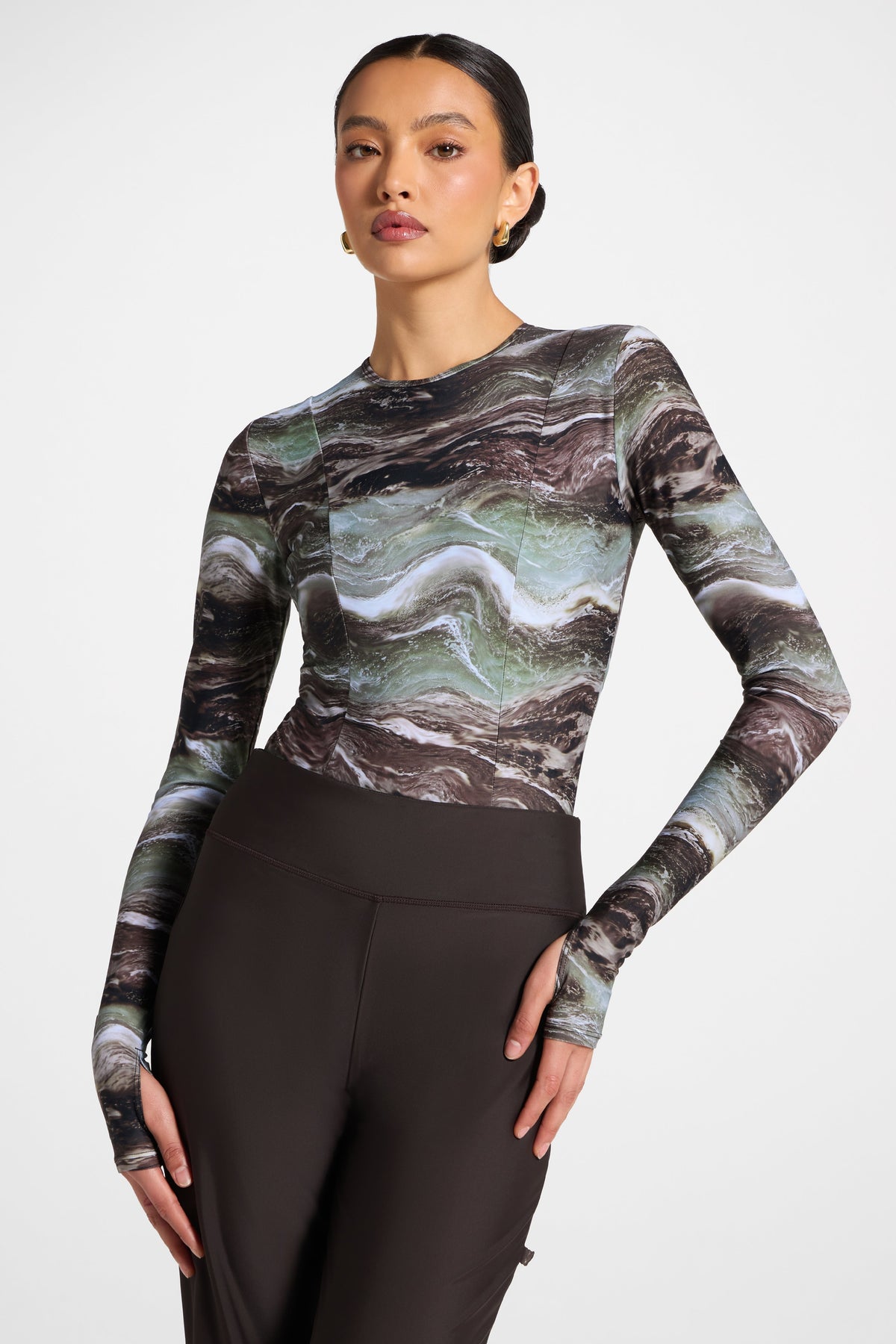 Back Zip Swimsuit - Earth Marble
