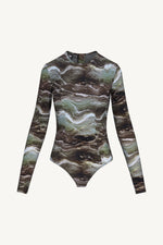 Back Zip Swimsuit - Earth Marble