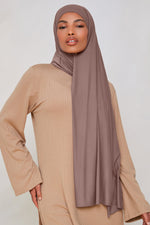 Bamboo Jersey Hijab - Deep Taupe
