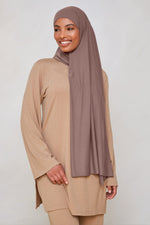 Bamboo Jersey Hijab - Deep Taupe