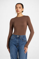 Bamboo Long Sleeve Bodysuit - Chocolate
