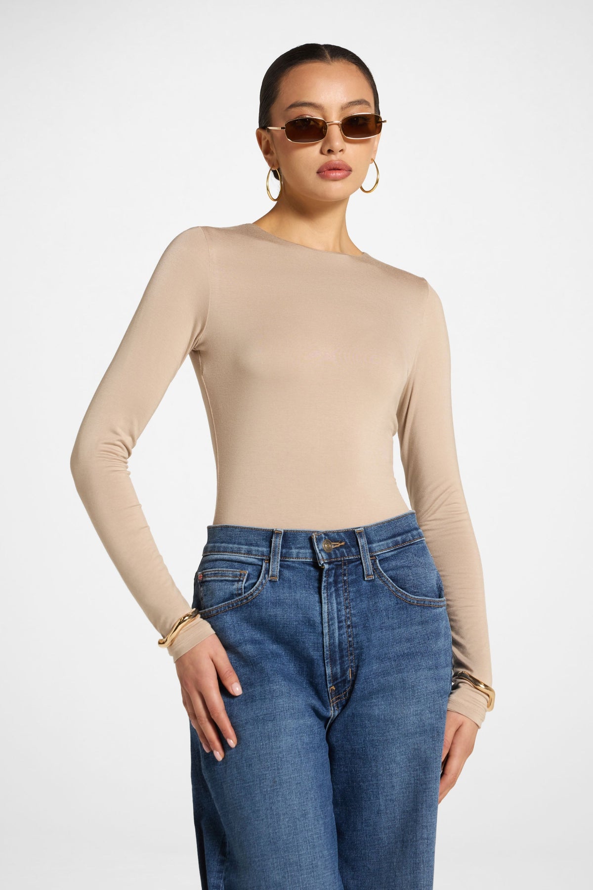 Bamboo Long Sleeve Bodysuit - Taupe