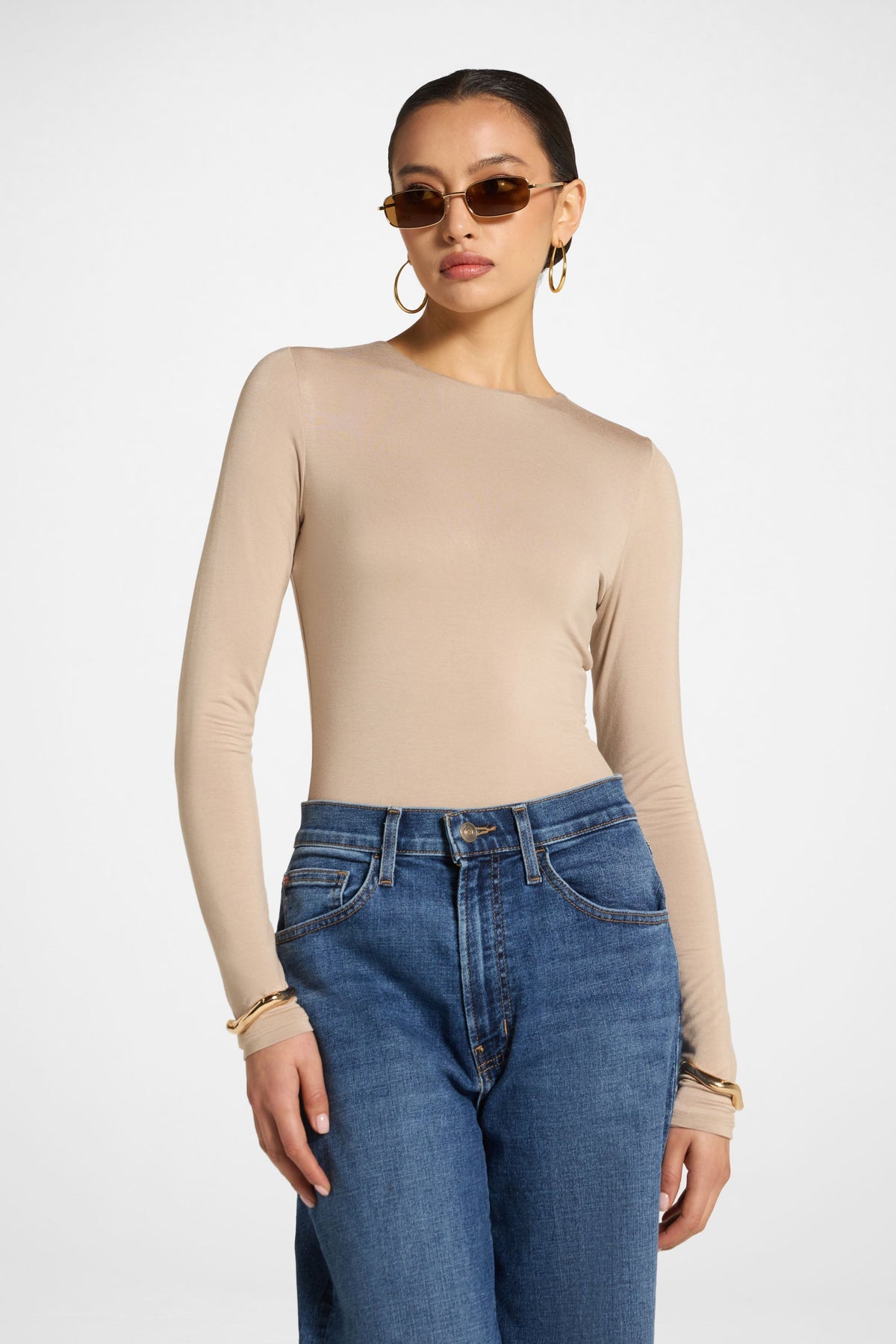 Bamboo Long Sleeve Bodysuit - Taupe