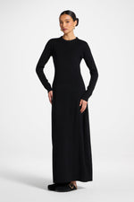 Basic Ribbed Knit Maxi Dress - Black