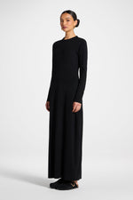 Basic Ribbed Knit Maxi Dress - Black