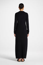 Basic Ribbed Knit Maxi Dress - Black