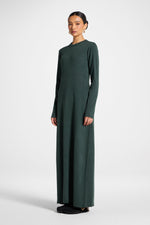 Basic Ribbed Knit Maxi Dress - Dark Forest