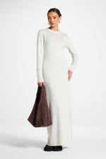 Basic Ribbed Knit Maxi Dress - Heather Grey