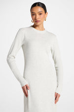 Basic Ribbed Knit Maxi Dress - Heather Grey