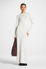 Basic Ribbed Knit Maxi Dress - Heather Grey