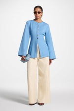 Button Up Cinch Top - Denim