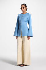 Button Up Cinch Top - Denim