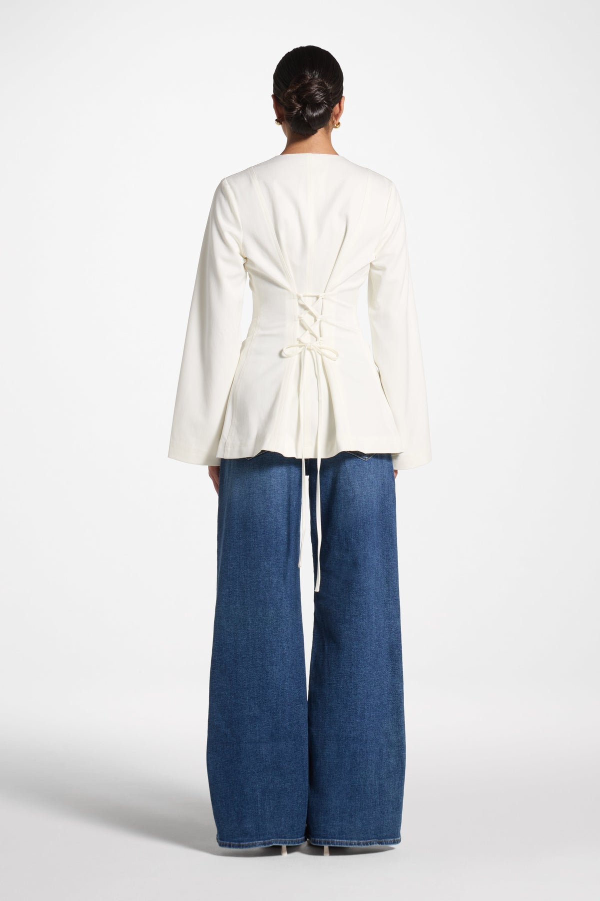 Button Up Cinch Top - White