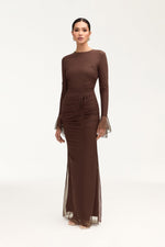 Capri Rouched Maxi Skirt - Espresso