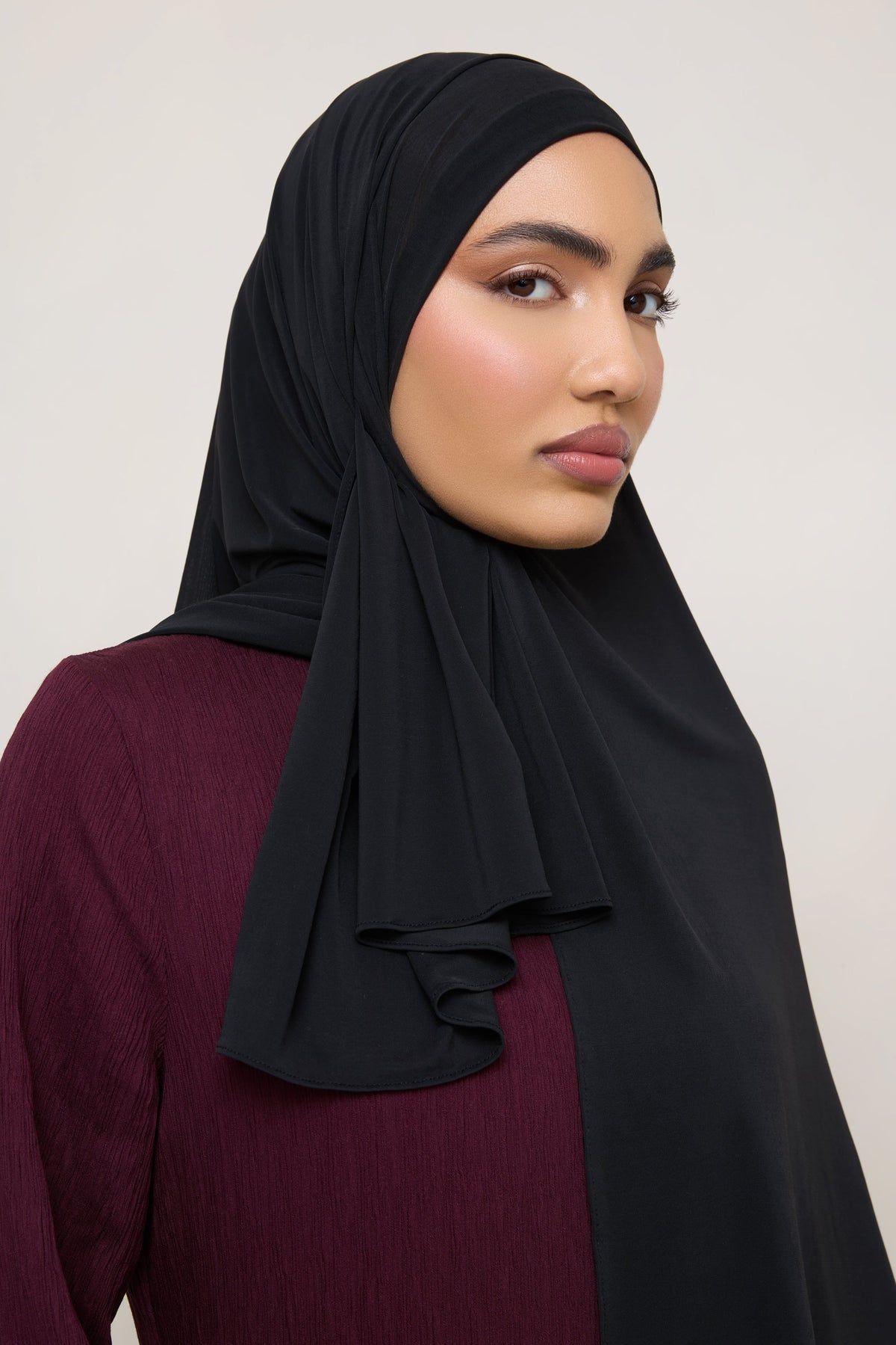 Chiffon Jersey Hijab - Black