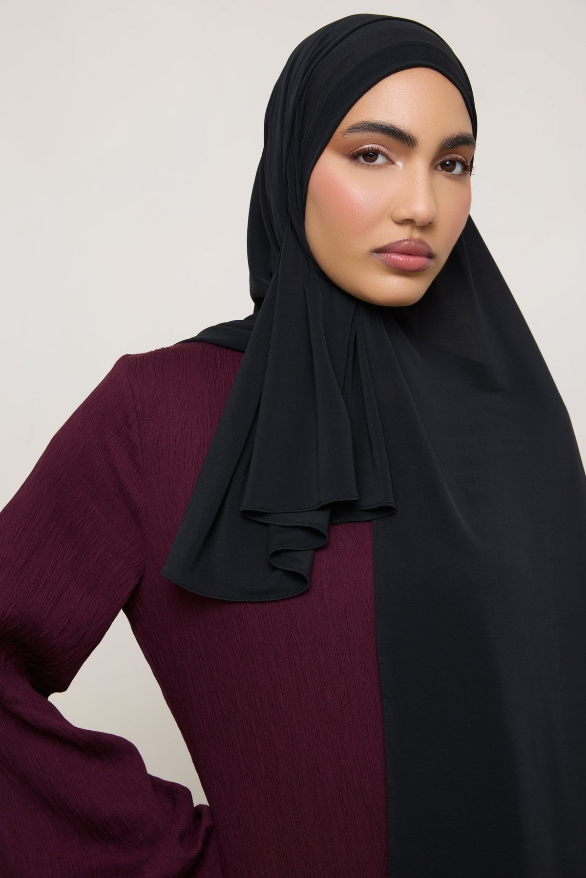 Chiffon Jersey Hijab - Black
