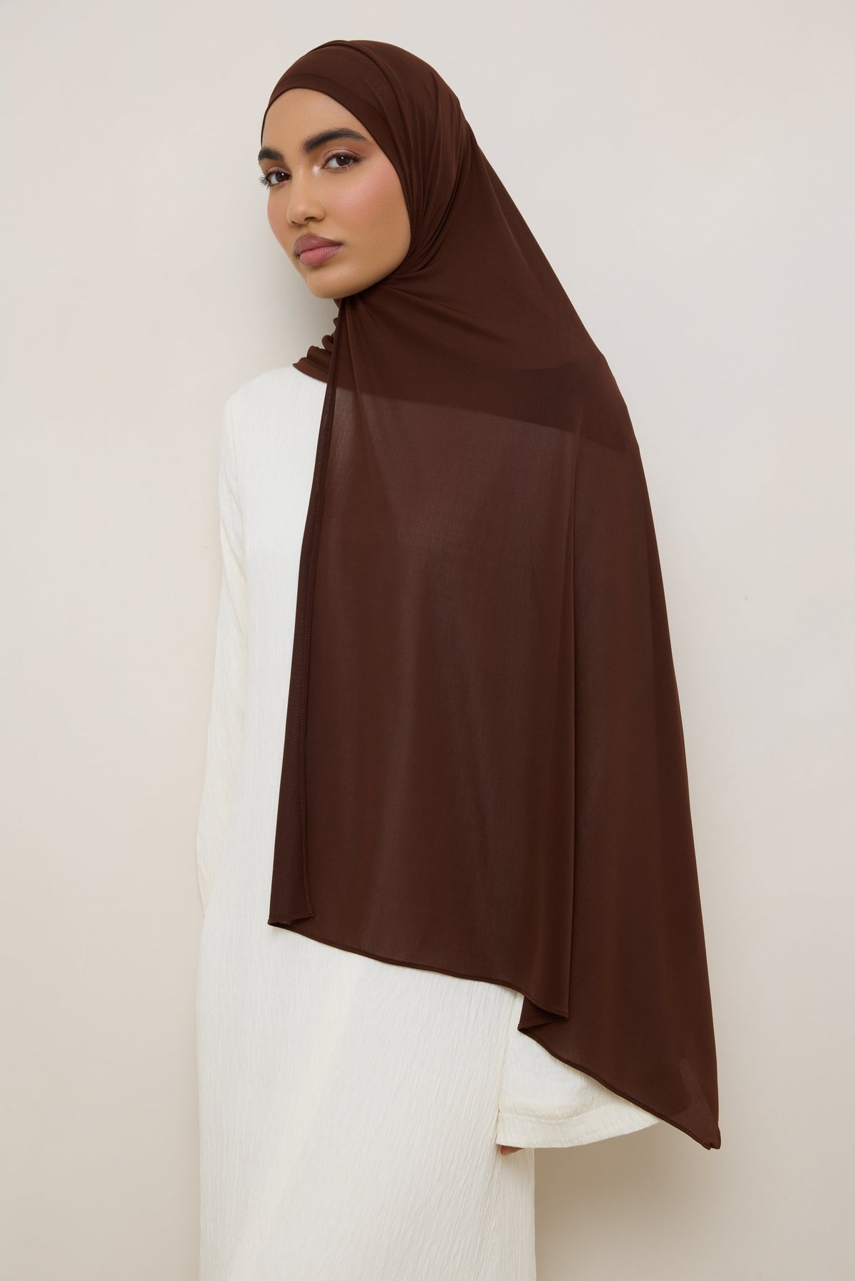 Chiffon Jersey Hijab - Chocolate