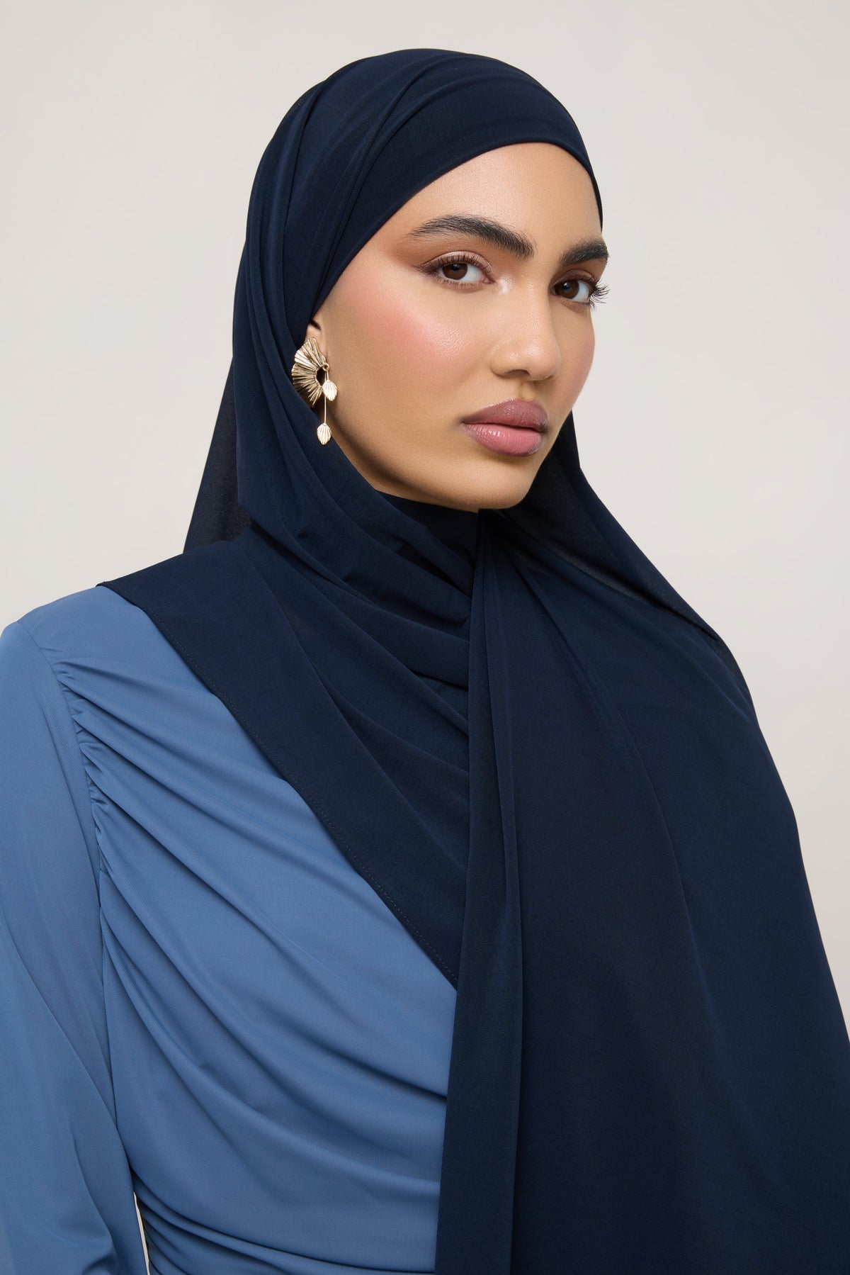 Chiffon Jersey Hijab - Navy