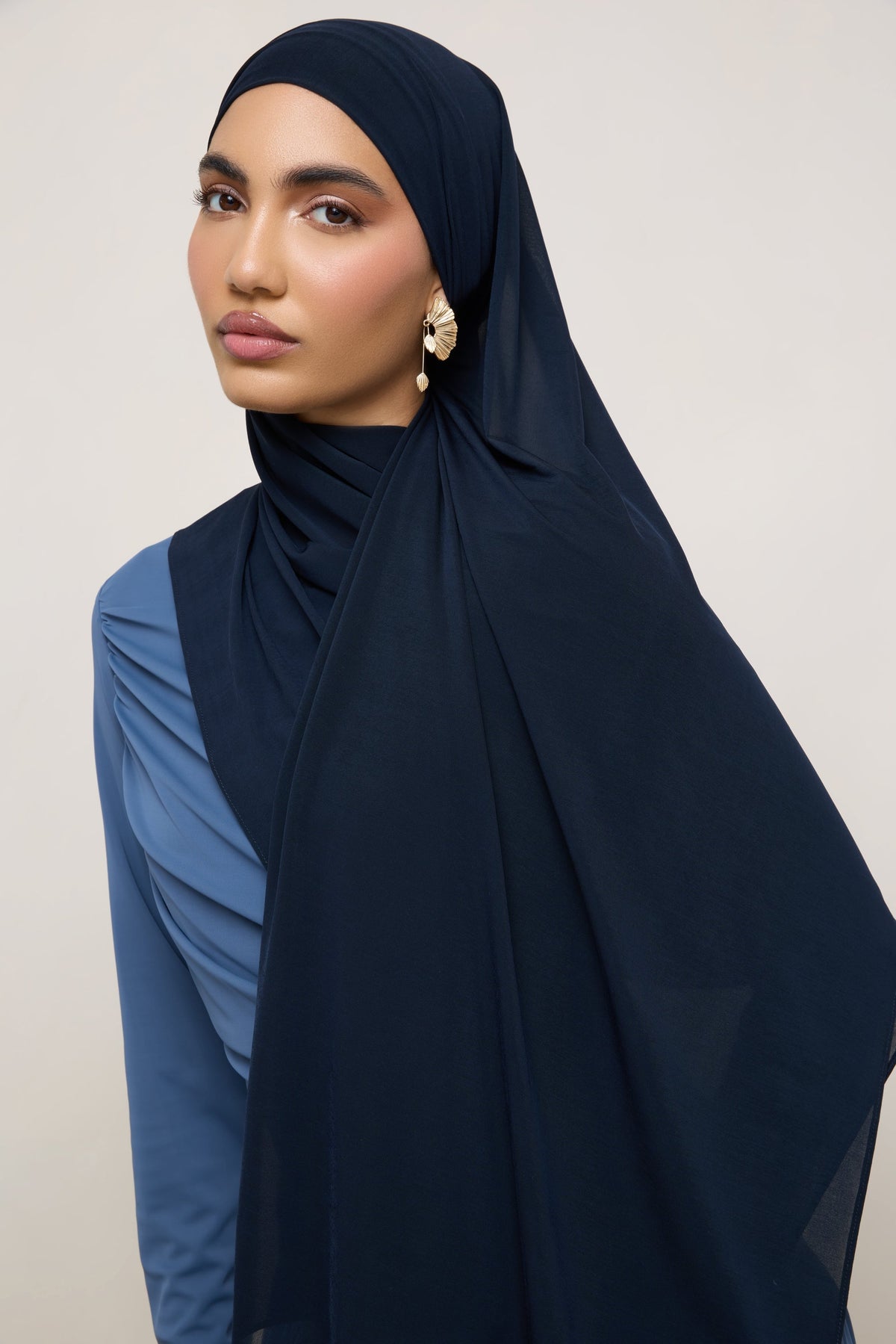 Chiffon Jersey Hijab - Navy