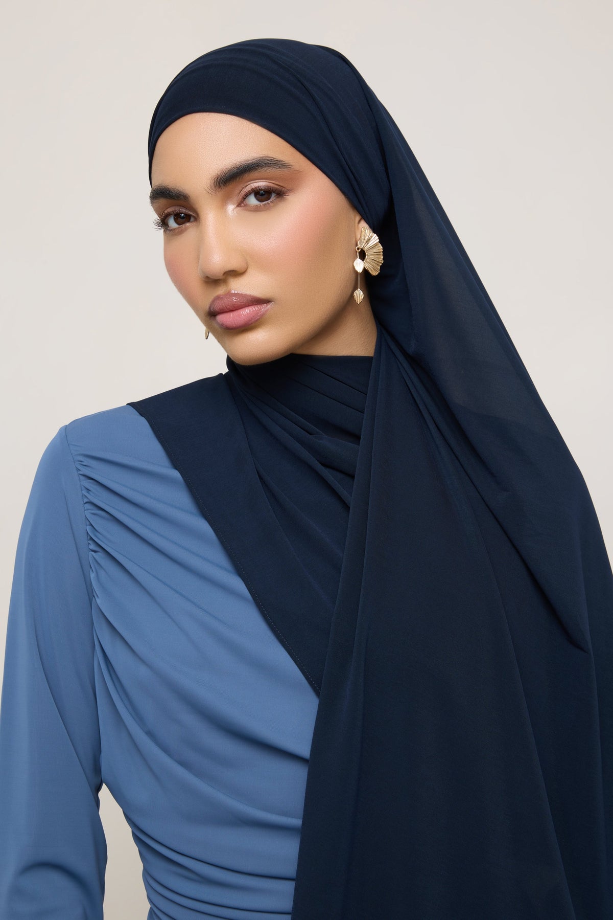Chiffon Jersey Hijab - Navy