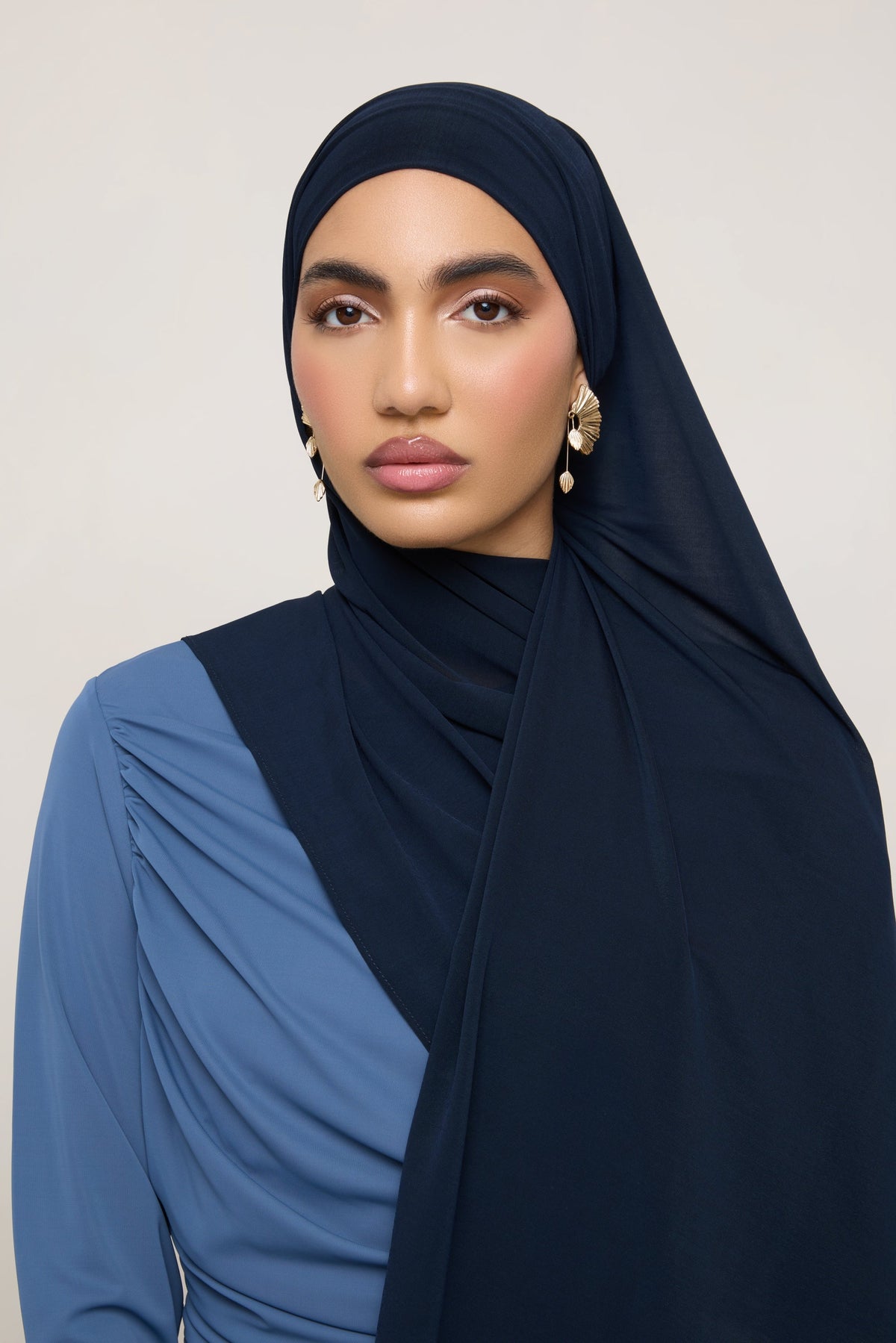Chiffon Jersey Hijab - Navy