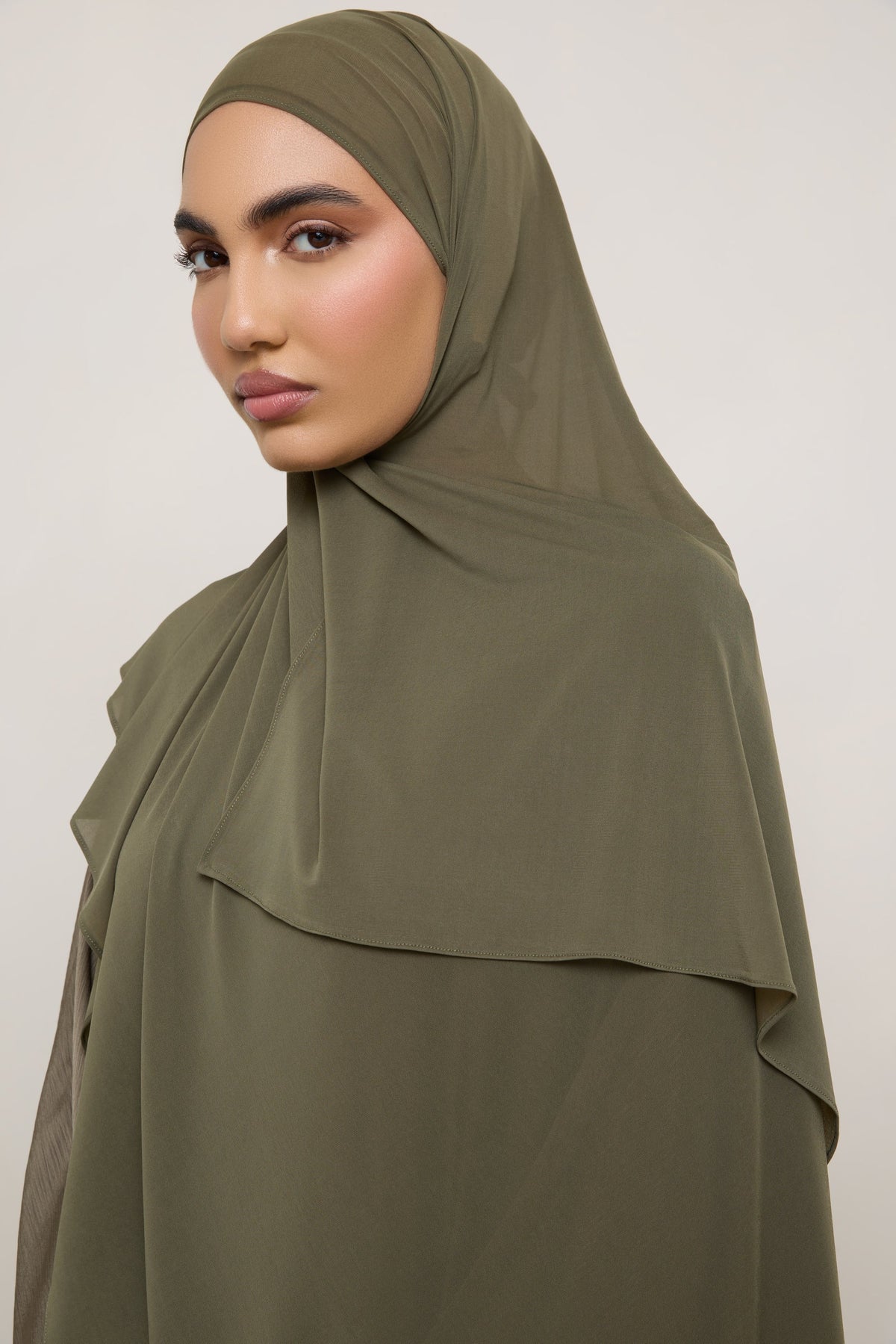 Chiffon Jersey Hijab - Olive
