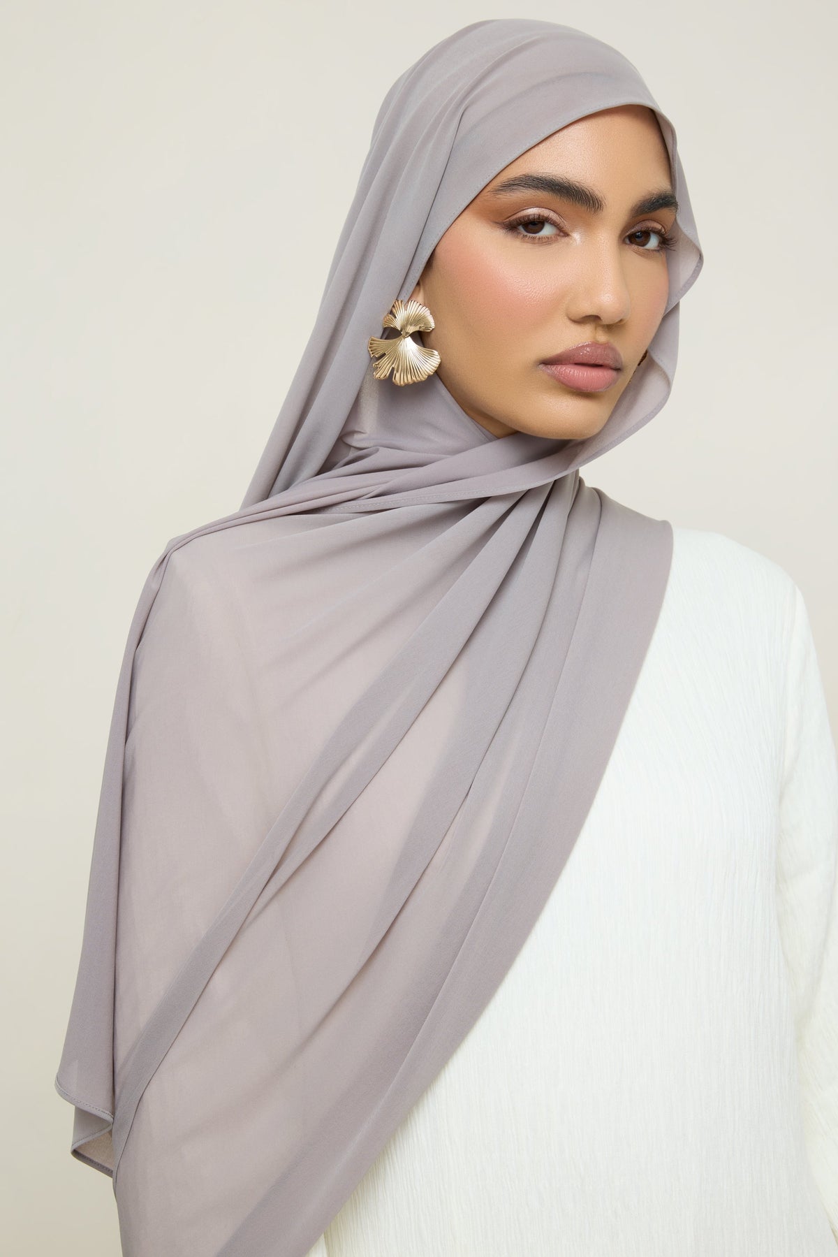 Chiffon Jersey Hijab - Taupe