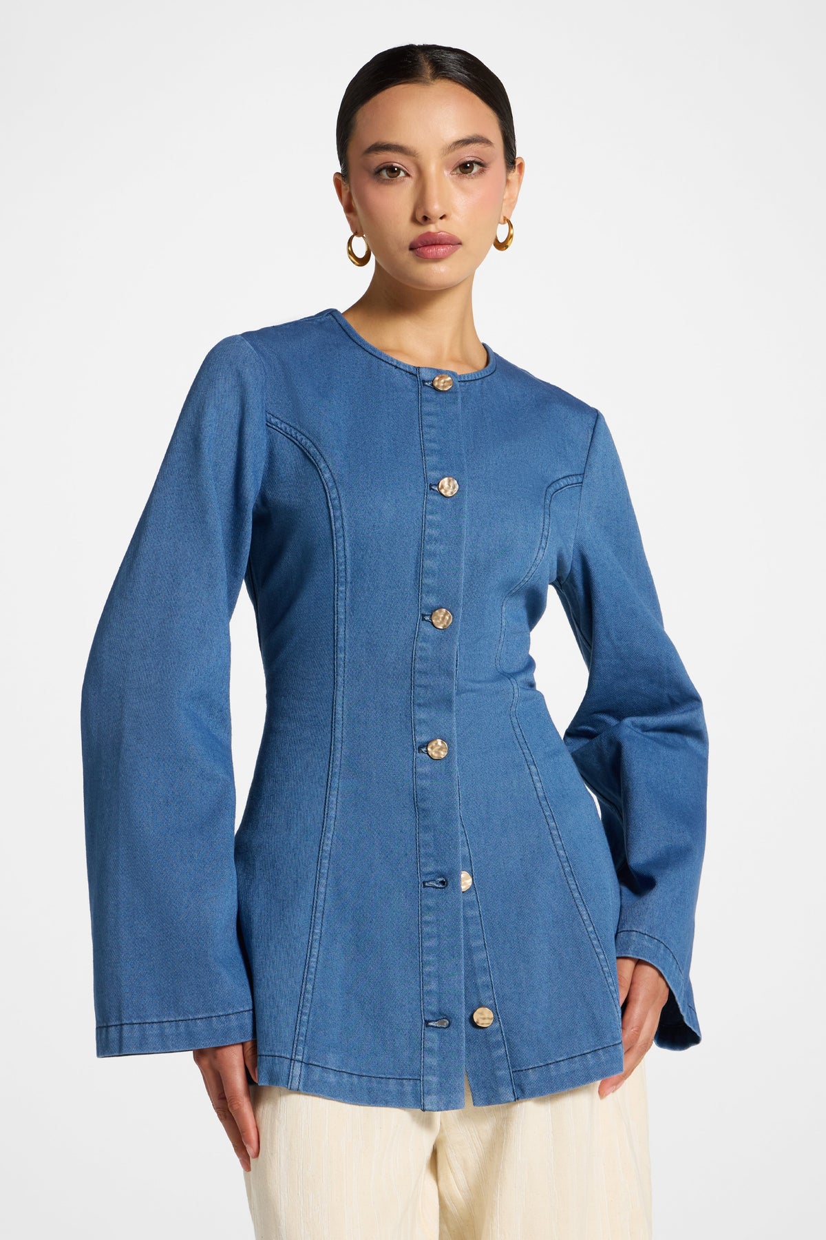 Cinch Denim Jacket Top - Mid Wash