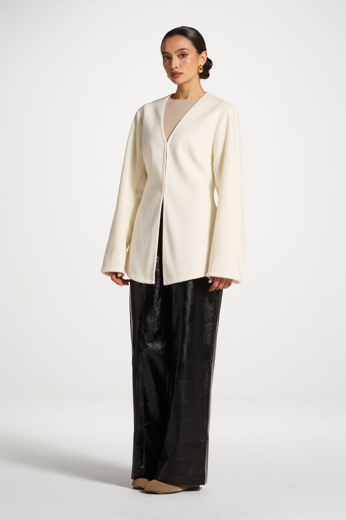 Cinch Waist Cardigan - Vanilla