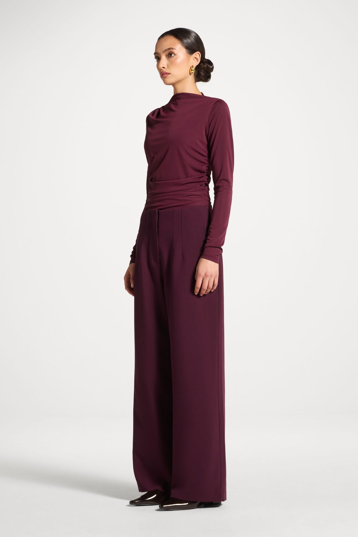 Classic Wide Leg Pants - Black Currant