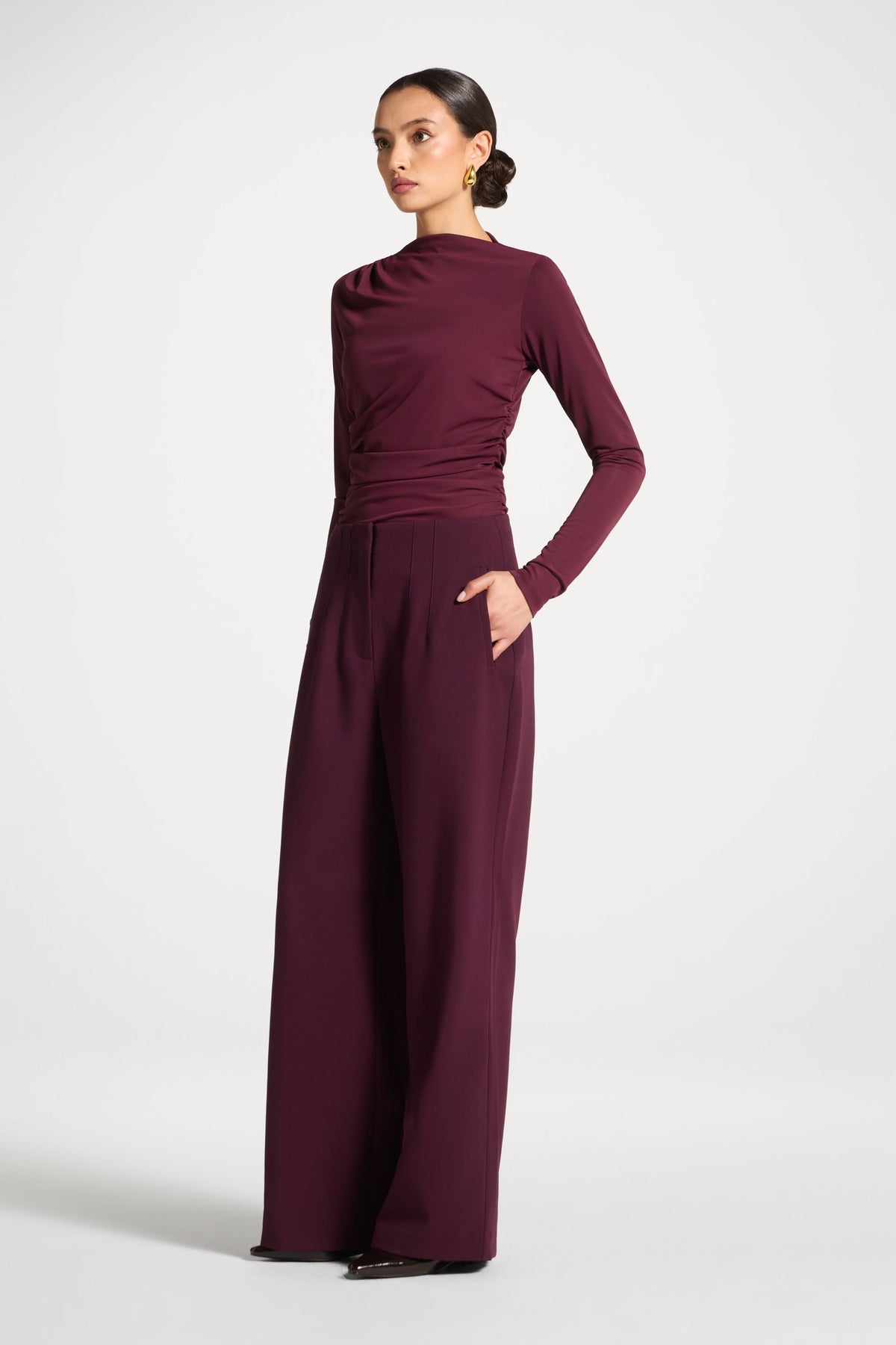 Classic Wide Leg Pants - Black Currant
