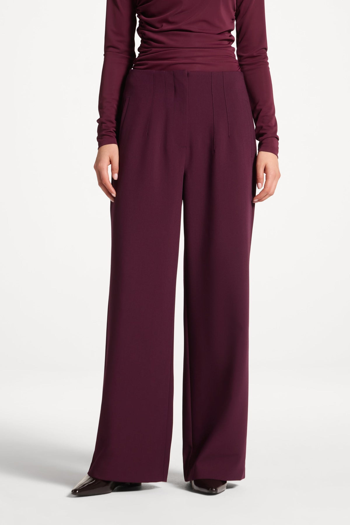 Classic Wide Leg Pants - Black Currant