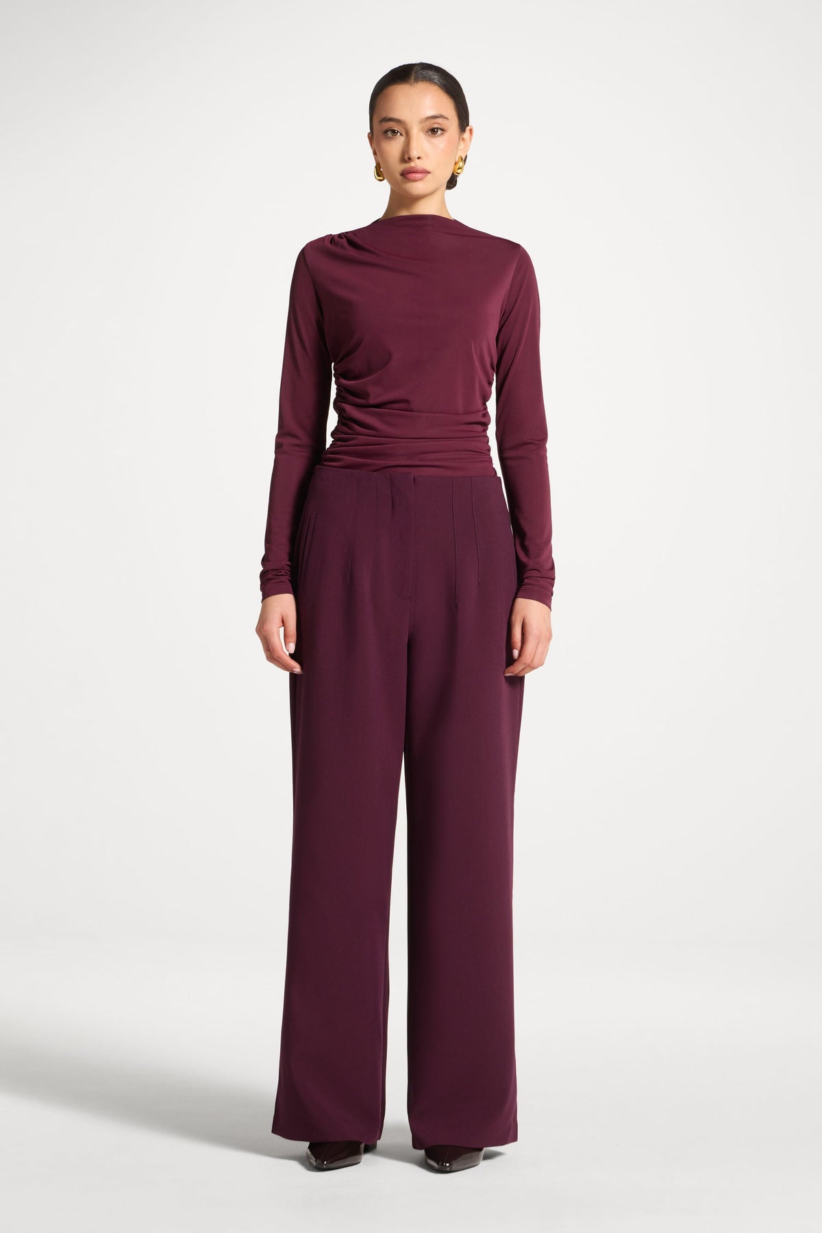 Classic Wide Leg Pants - Black Currant