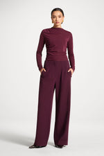 Classic Wide Leg Pants - Black Currant