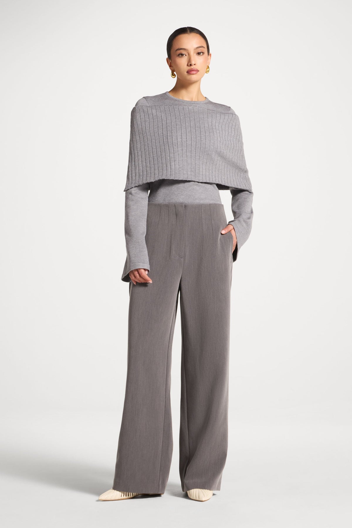 Classic Wide Leg Pants - Charcoal