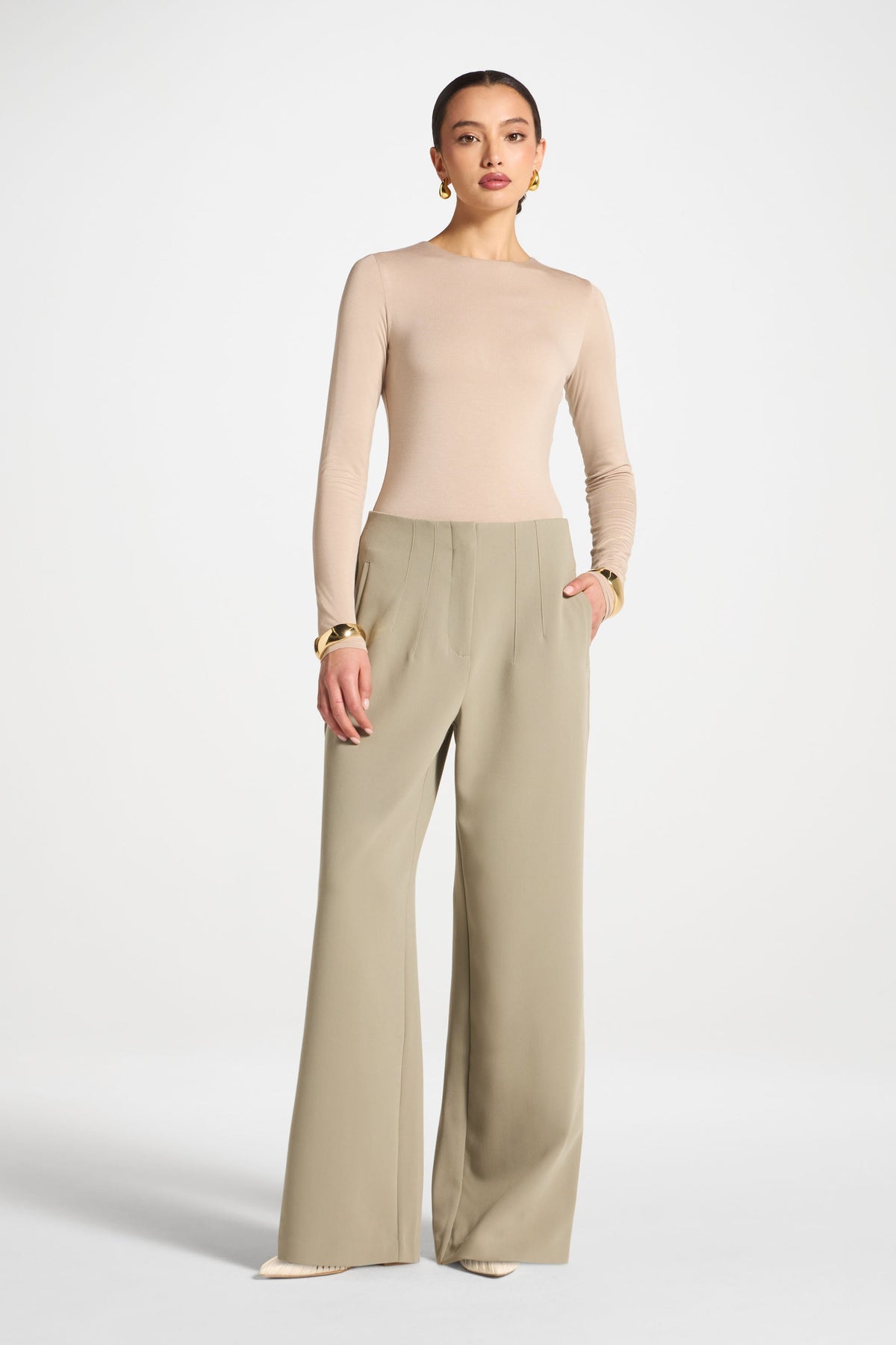 Classic Wide Leg Pants - Sage
