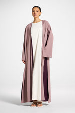 Contrast Open Abaya - Chocolate Plum